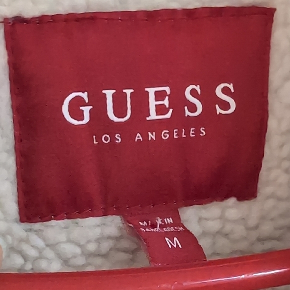 GUESS Light Blue Denim Jacket with White Sherpa Lining - Picture 2 of 7